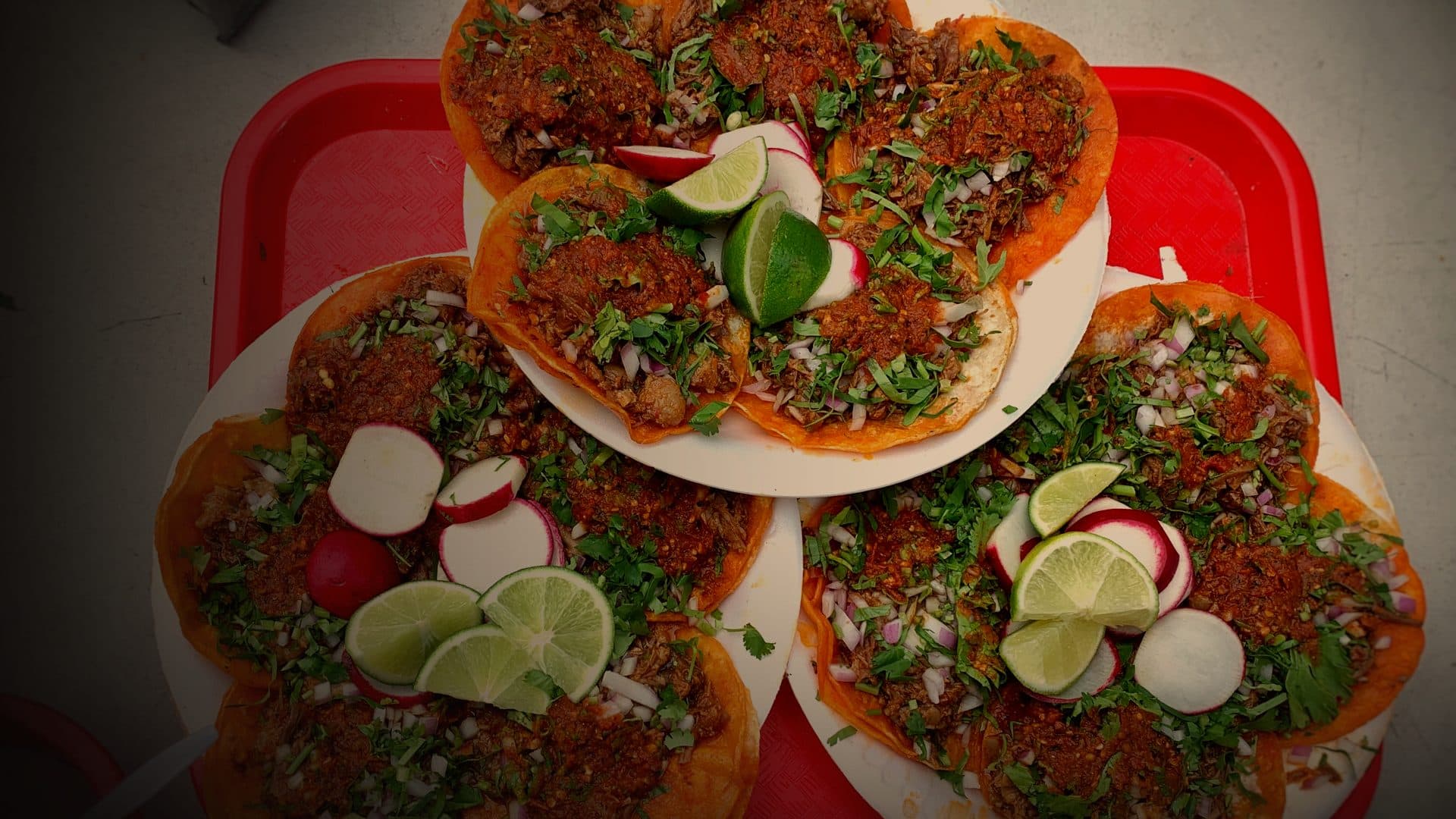 Tacos de birria recién hechos con consomé